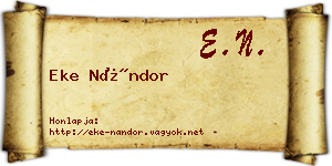 Eke Nándor névjegykártya